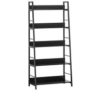 Homcom Étagère Bibliothèque à 5 Niveaux en Bois Style Industriel Noir 70 x 35 x 150 cm