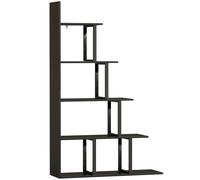 HOMCOM Étagère bibliothèque séparateur de pièce style industriel en escalier 5 étagères 102 x 30 x 160 cm coloris noir