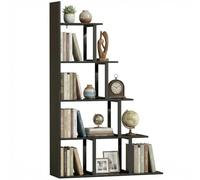 HOMCOM Étagère Bibliothèque Style Industriel 102x30x160 cm Noir | Séparateur de Pièce, En Escalier, 5 Étagères