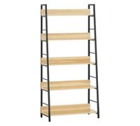 HOMCOM Étagère bibliothèque Style Industriel incliné 5 Niveaux 70L x 35l x 150H cm Coloris chêne Clair Noir