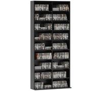 HOMCOM Étagère CD DVD Blu-ray Support CD pour jusqu'à 640 CDs ou 360 DVDs ou 430 Blurays Rangement avec étagère réglable Bibliothèque média pour le salon 78,5 x 24 x 175 cm, Noir