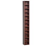 HOMCOM Rangements pour CD et DVD, étagère Colonne de Rangement, Meuble de Rangement avec 12 Compartiments, capacité Max. 204 CD, 21 x 20 x 175 cm, Marron