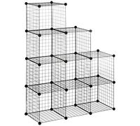 HOMCOM Étagère cube modulable DIY avec 9 compartiments en treillis métallique pour salon, chambre à coucher, noir