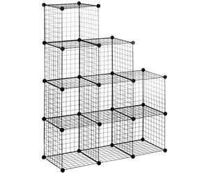HOMCOM Étagère cube modulable DIY avec 9 compartiments en treillis métallique pour salon, chambre à coucher, noir