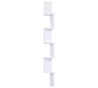HOMCOM Étagère d'angle étagère murale design contemporain à 5 niveaux hauteur 120 cm forme de zigzag en bois blanc Aosom France