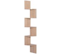HOMCOM Étagère d'angle murale Zigzag 5 niveaux 20×20×126 cm bois chêne clair