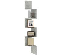 HOMCOM Étagère d'angle Murale de Rangement Forme Zigzag 20L x 20l x 126H cm 5 Niveaux Bois Gris