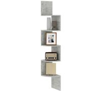 HOMCOM Étagère d'angle Murale de Rangement Forme Zigzag 20L x 20l x 126H cm 5 Niveaux Bois Gris