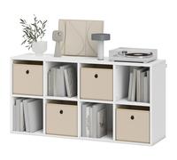 HOMCOM Étagère de 8 Cubes avec 4 Tiroirs en Tissu Horizontale ou Verticale pour Salon Chambre 105,9x30x53,7 cm Blanc et Beige