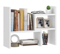 HOMCOM Étagère de Bureau Modulable, Organisateur Multifonctionnel, Étagère à Poser sur Bureau 2 Pièces en Bois Blanc