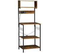 HomCom Étagère de cuisine industrielle 60 x 42 x 153 cm – support micro-ondes, marron rustique