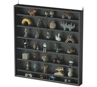 HOMCOM Étagère de Rangement à 6 Étagères Ajustables en Bois avec Portes en Verre, 80x9.5x83 cm, Noir