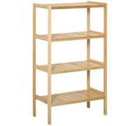 HOMCOM Étagère de Rangement, étagère en Bambou à 4 Niveaux, bibliothèque pour Salon, Chambre et Bureau,62 x 33 x 112 cm, Bois Naturel