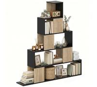 HOMCOM Étagère de Rangement, bibliothèque géométrique à 5 Niveaux, pour Bureau, Salon, Chambre, 120 x 22 x 131,5 cm, Noir et Bois Naturel