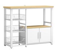 HOMCOM Étagère de rangement de cuisine avec paniers coulissants et placard, support micro-ondes, 100 x 35 x 80 cm, blanc