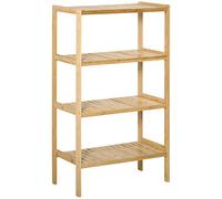 HOMCOM Étagère de Rangement, étagère en Bambou à 4 Niveaux, bibliothèque pour Salon, Chambre et Bureau,62 x 33 x 112 cm, Bois Naturel