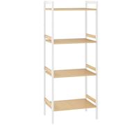 HOMCOM Étagère de Salle de Bain à 4 Niveaux en Bambou avec Support réglable pour Cuisine, Salle de Bain, Salon, Finition Bois Naturel