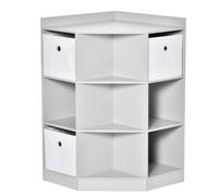 HOMCOM Étagère Enfant 3 boîtes de Rangement 7 Compartiments Gris | Bibliothèque enfant et organisateur de jouets avec 3 boîtes de rangement, pour petites pièces, 57.4x57.4x94cm