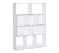 HOMCOM Étagère meuble de rangement bibliothèque design 5 étagères + 5 niches panneaux de particule 100 x 23,8 x 140 cm blanc
