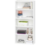 HOMCOM Étagère mobile à 5 étagères avec 3 étagères ajustables, en bois, 60x24x133,5 cm, blanc