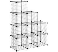 HOMCOM Étagère modulable Meuble de Rangement Cube avec 9 Compartiments, étagère Cube DIY en Treillis métallique pour Salon, Chambre à Coucher, Noir