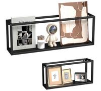 HOMCOM Étagère Murale 2-Pack, étagère Flottante, Acier, Salon, Noir
