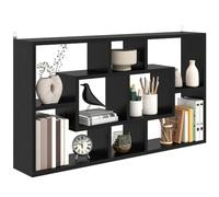 HOMCOM Étagère Murale Bibliothèque avec 8 Cubes 85 x 14,5 x 47,5 cm Noir | Étagère de Rangement Suspendue, Design Moderne, pour Salon, Salle de Séjour