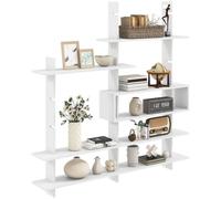 HOMCOM Étagère Murale, bibliothèque géométrique à 4 étagères, Blanc | Compartiment central rectangulaire, étagères décoratives, pour salon ou chambre