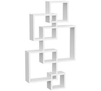 HOMCOM Etagère murale flottante, 5 étagères, bois massif, Blanc