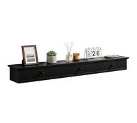 HOMCOM Étagère murale flottante avec 3 tiroirs, meuble de rangement, étagère murale pour entrée, cuisine et salon, 93 x 15 x 10 cm, noir