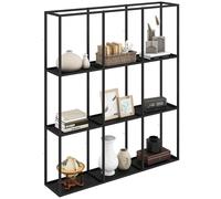 HOMCOM Étagère Murale Industrielle avec 9 Compartiments, Étagère Modulaire en Métal pour Objets de Collection, Décoration Intérieure pour Salon, Chambre et Bureau, Noir