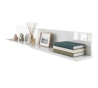 HOMCOM Étagère murale pour salon et chambre, épaisseur 1,5 cm, en bois finition laquée, Blanc