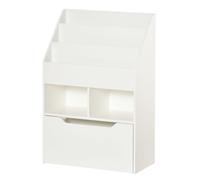 HOMCOM Etagère pour Enfants avec Tiroir, Etagère à Livres avec Etagères, 60 x 29,9 x 90 cm, Blanc