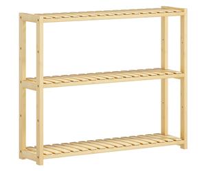 HOMCOM Etagère pour la Salle de Bain à 3 Etagères Ajustables en 5 Positions, en Bambou, 60x15x50 cm, couleur Bois