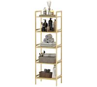 HOMCOM Étagère salle de bain à 5 niveaux étagère en bambou 5 étagères réglables 9 positions 43,5 x 31,5 x 142 cm bois naturel