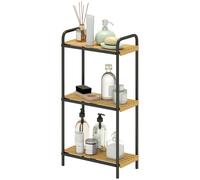 HOMCOM Étagère salle de bain étagère de rangement 3 niveaux étroite autoportante bambou 1,5 x 21,5 x 77,5 cm effet bois naturel