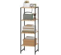 HOMCOM Étagère sur pied pour salle de bain en bambou et acier, 4 tablettes, étagère 4 niveaux, 36,5 x 33 x 110 cm, Bois naturel