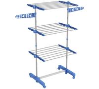 HOMCOM Étendoir Pliable 3 Niveaux Ailes Latérales Bleu Intérieur Extérieur Aosom France