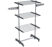 HOMCOM Étendoir Pliable 3 Niveaux Ailes Latérales Gris Intérieur Extérieur Aosom France
