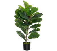 HOMCOM Fausse Plante Ficus Lyrata Haute de 80 cm pour l'Intérieur avec Pot, Décoration pour la Maison et le Bureau, Vert