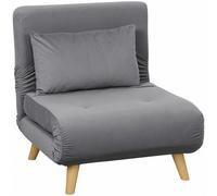 HOMCOM Fauteuil 3 en 1, fauteuil pliant avec fonction lit, dossier click-clack réglable, Gris