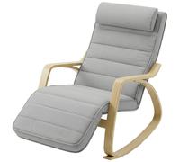 HOMCOM Fauteuil à bascule avec massage, chauffage, appui-tête & repose-pieds, revêtement velours, fauteuil relax, Gris clair