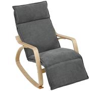 HOMCOM Fauteuil à bascule effet lin avec repose-pieds réglable sur 5 positions et effet lin, pour salon, Gris foncé