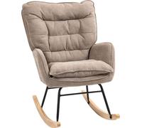 HOMCOM Fauteuil à bascule Fauteuil à accoudoirs, fauteuil d'allaitement avec aspect chenille, fauteuil à bascule jusqu'à 120 kg de charge pour chambre à coucher, salon, brun