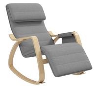 HOMCOM Fauteuil à Bascule Fauteuil Allaitement Relax Salon avec Repose-Pieds réglable, Poche latérale et Appui-tête, Rocking Chair pour Chambre, 67 x 110 x 91 cm Gris