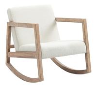 HOMCOM Fauteuil à bascule Allaitement – Tissu effet laine bou, pieds hévéa, blanc crème