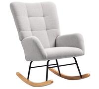 HOMCOM Fauteuil à bascule, housse moelleuse, rembourrage épais, antidérapant, Gris clair