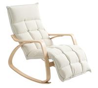 HOMCOM Fauteuil à bascule rembourré, fauteuil relaxant avec accoudoirs et cadre en acier, pour salon, chambre à coucher, crème