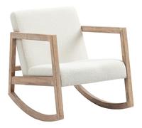 HOMCOM Fauteuil à bascule Allaitement – Tissu effet laine bou, pieds hévéa, blanc crème