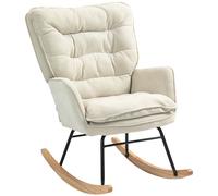 HOMCOM Fauteuil à bascule, rocking chair en chenille, dossier et assise larges rembourrés, accoudoirs, 71 x 98,5 x 97 cm, beige